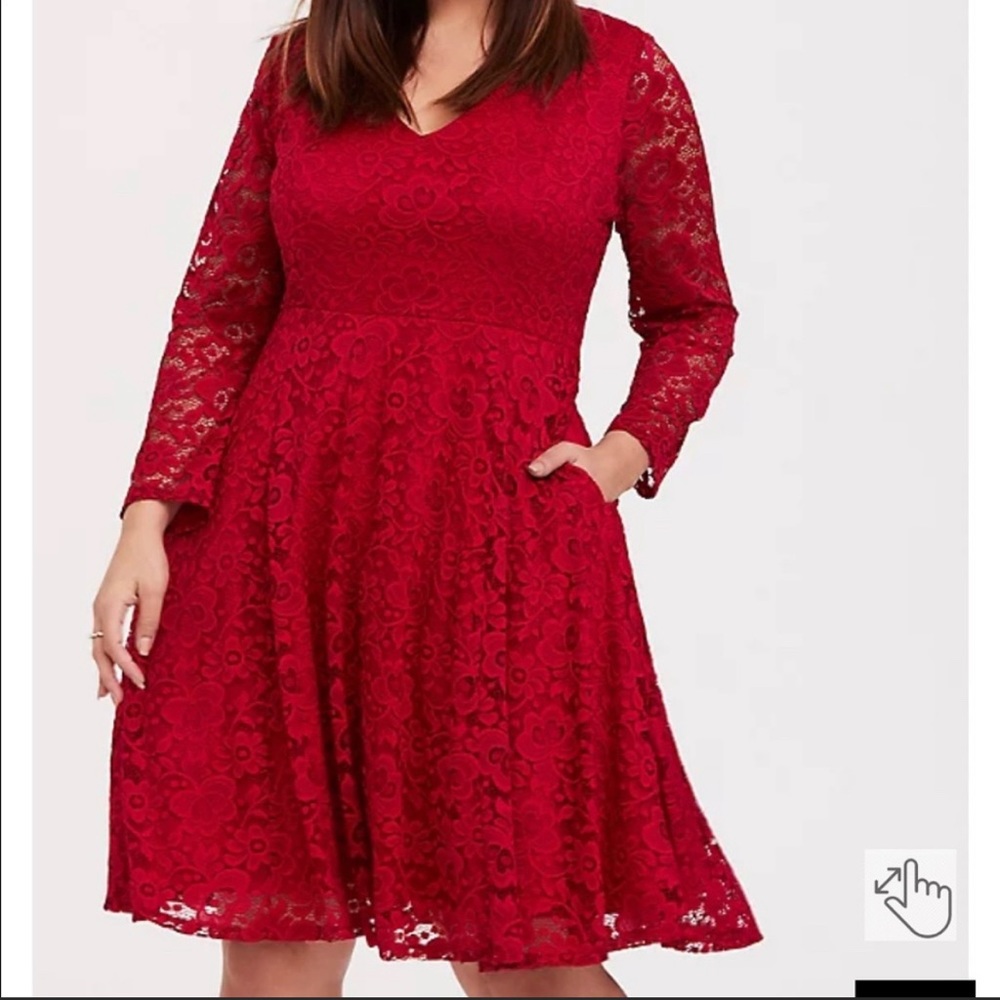 Torrid Bright red lace dress size 1